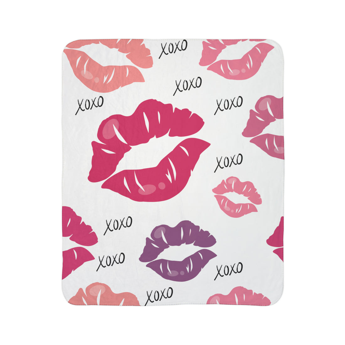 Valentine's Lip Fleece Sherpa Blanket