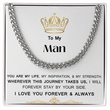 To My Man Cuban Link Necklace Valentine's Day Soulmate Anniversary