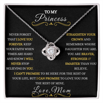 To My Princess Love Knot Necklace From Mom to Daughter Necklace Birthday Valentine's Day